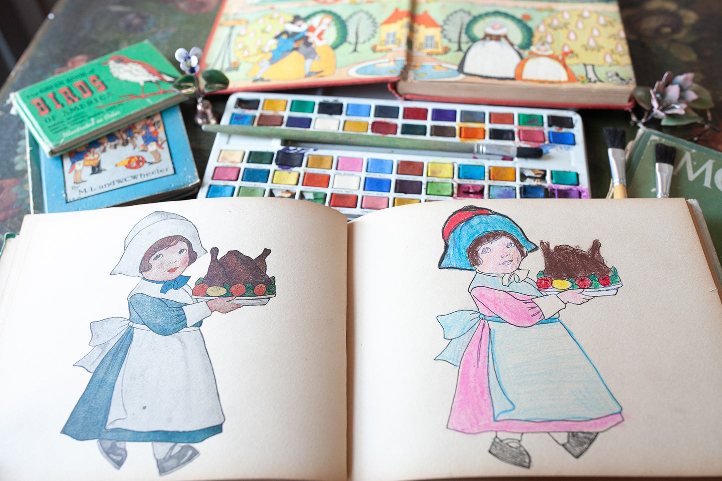 Happy Land Drawing and Painting Book- Artbook- Paintings - Vintage Book- Painting