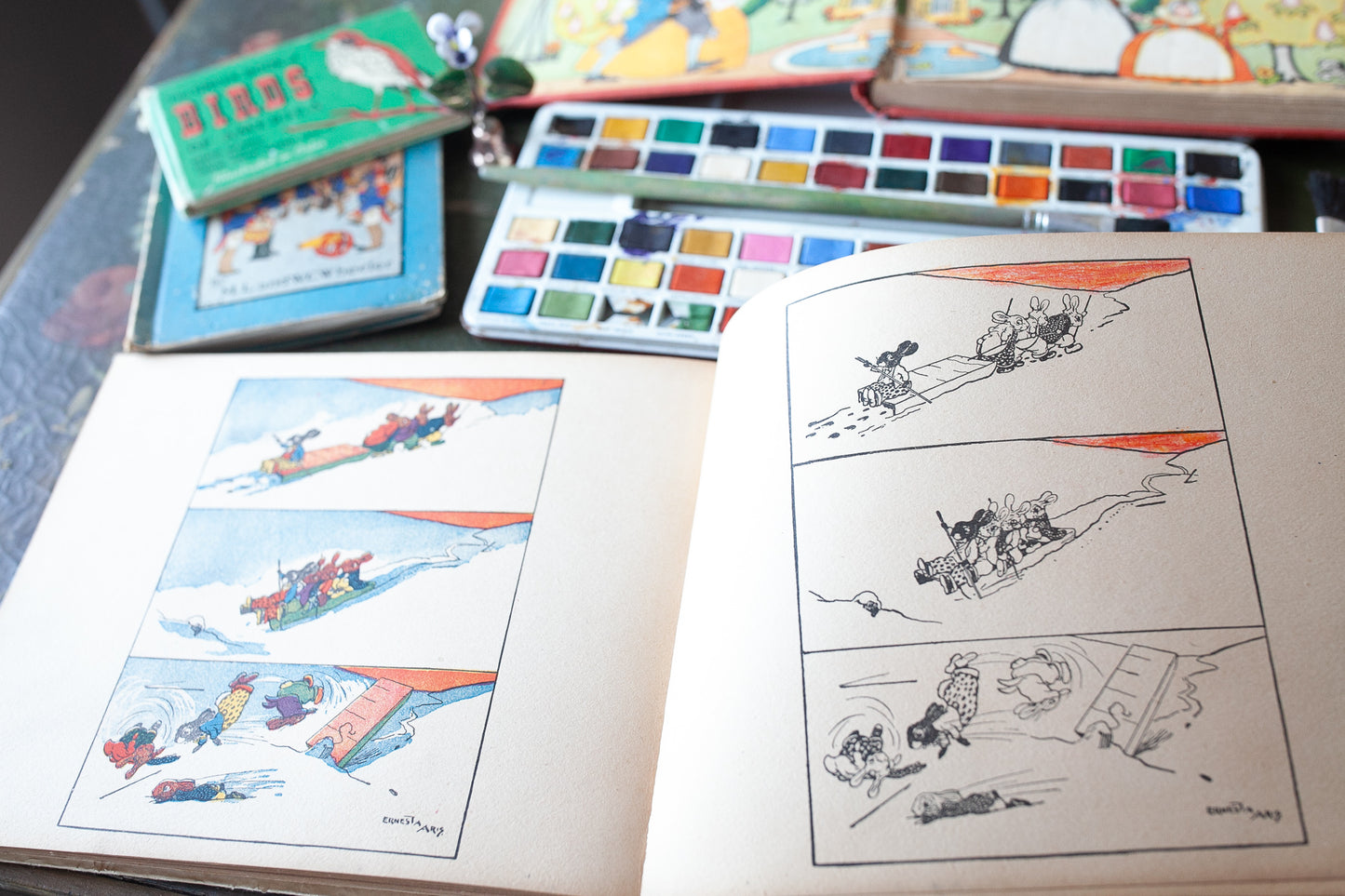 Happy Land Drawing and Painting Book- Artbook- Paintings - Vintage Book- Painting