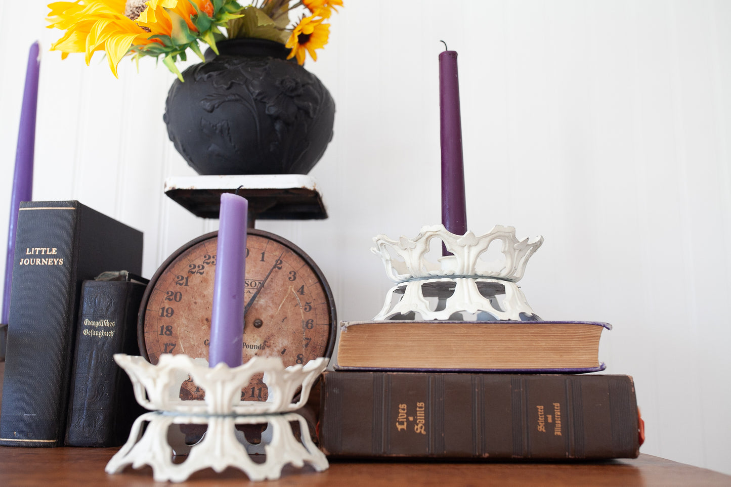 Vintage Iron Candle Holders- Taper Candle Holder- Candle - Salvage