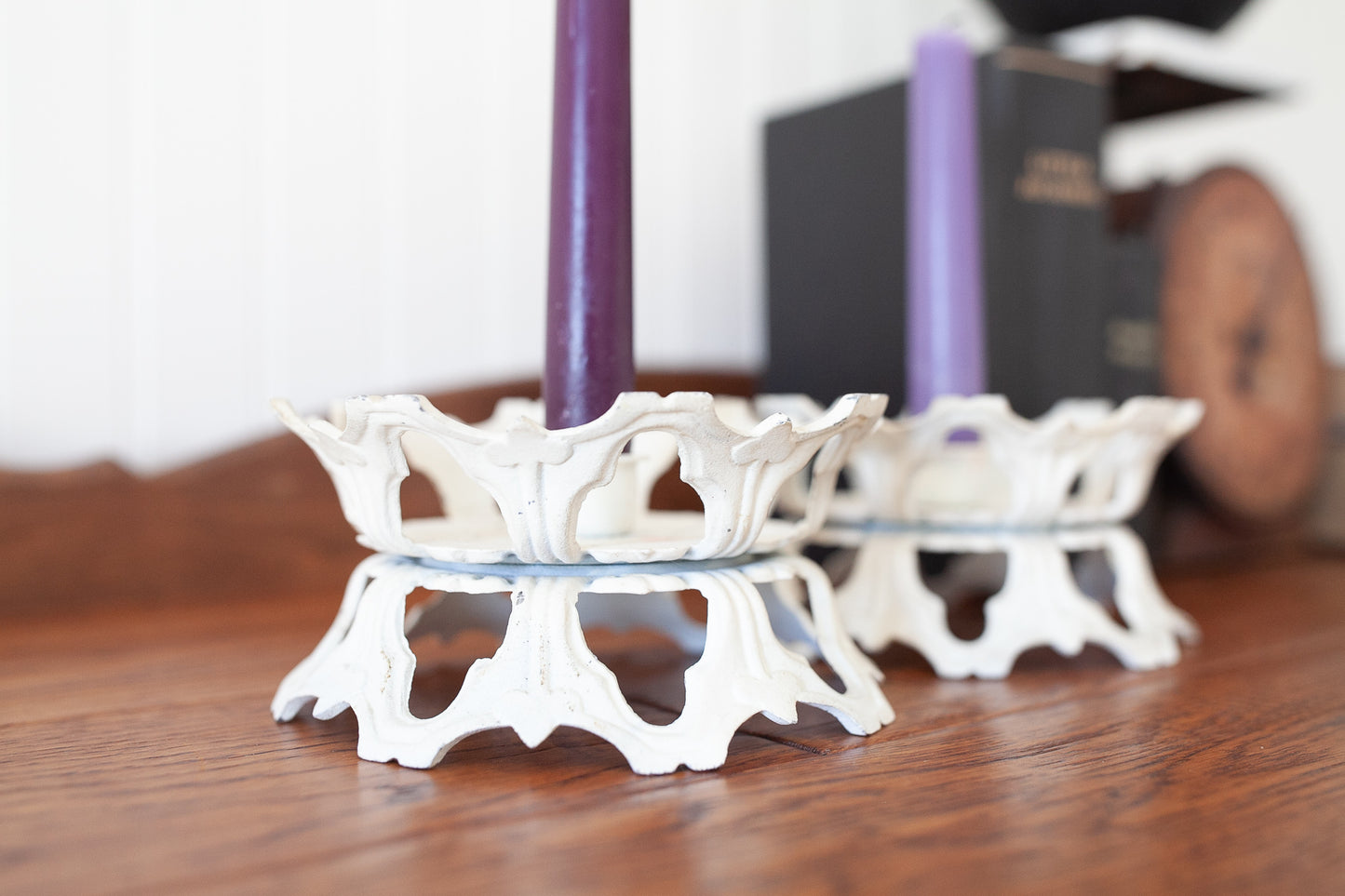 Vintage Iron Candle Holders- Taper Candle Holder- Candle - Salvage