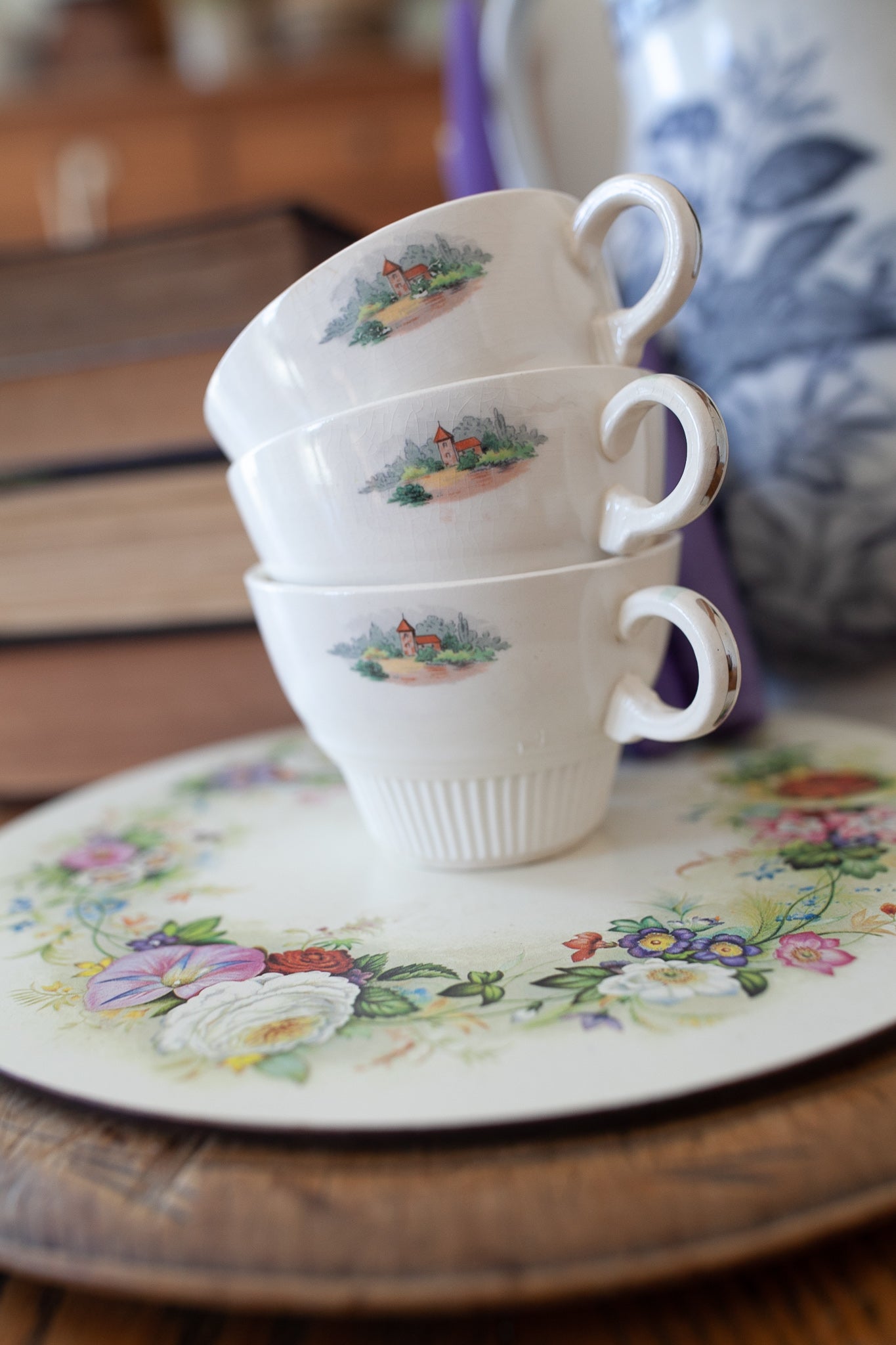 Vintage Coffee Cup- Cottage Scene cups- Salem China Co