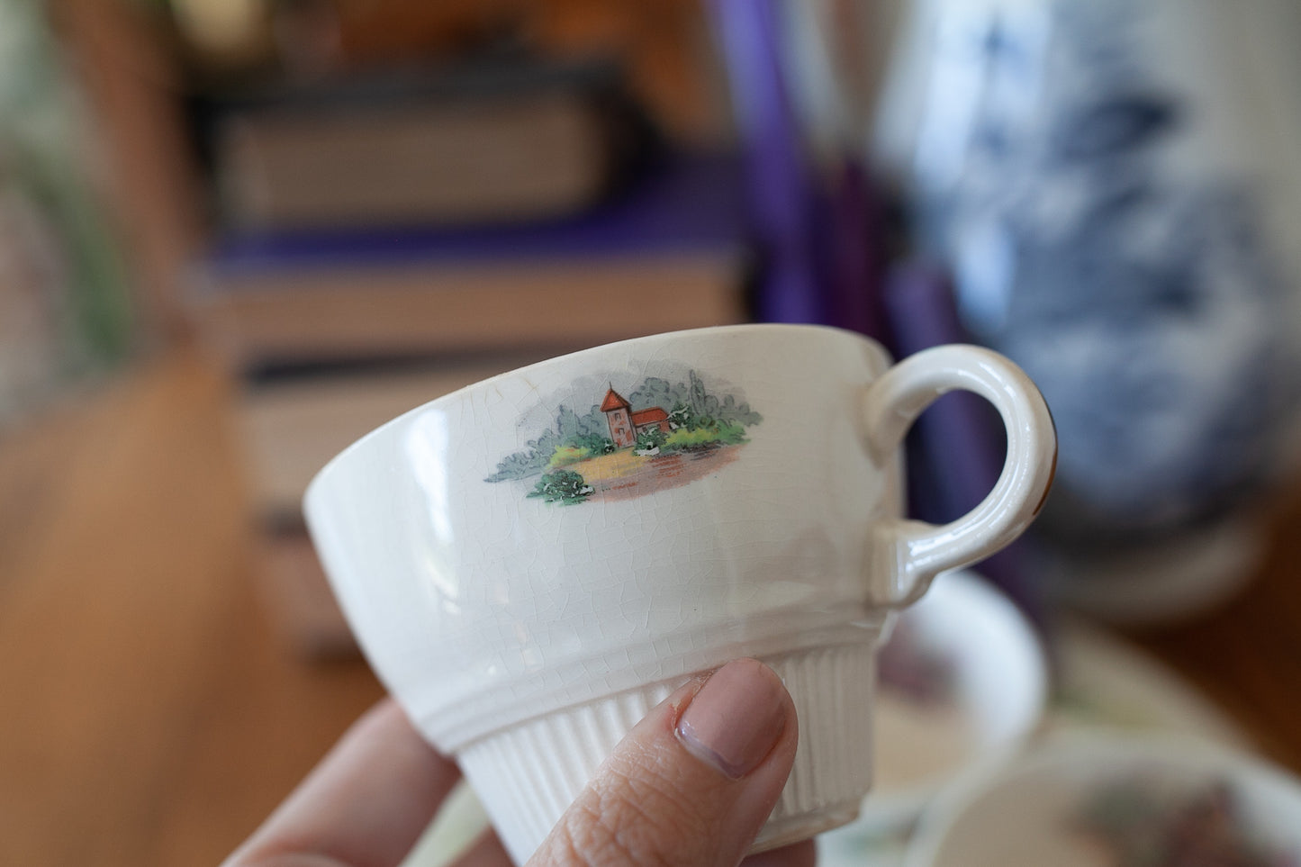 Vintage Coffee Cup- Cottage Scene cups- Salem China Co