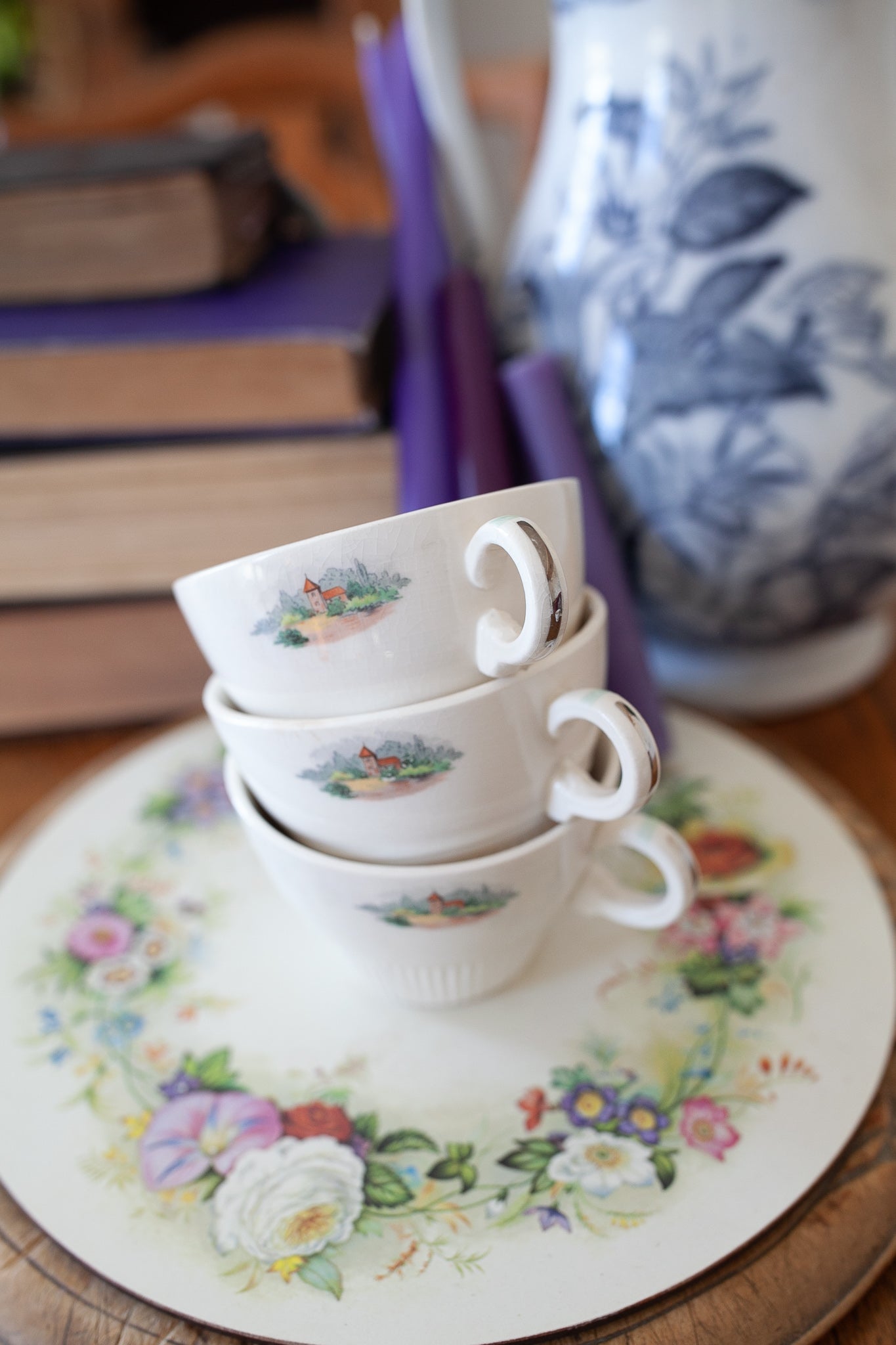 Vintage Coffee Cup- Cottage Scene cups- Salem China Co