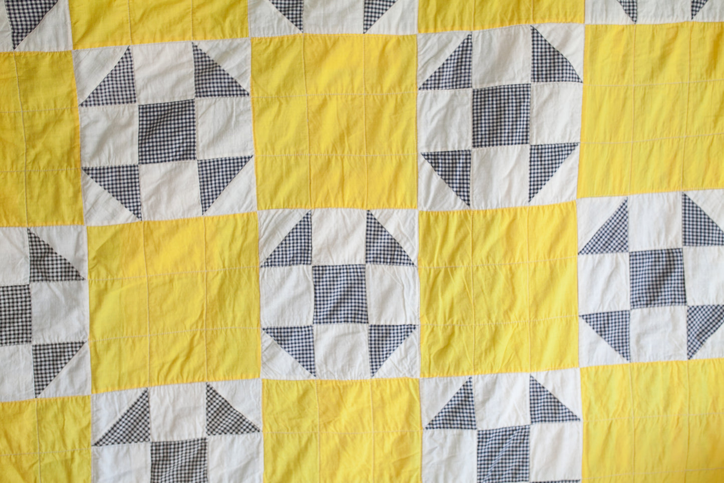 Vintage Quilt - Yellow Quilt -Shoo Fly Quilt