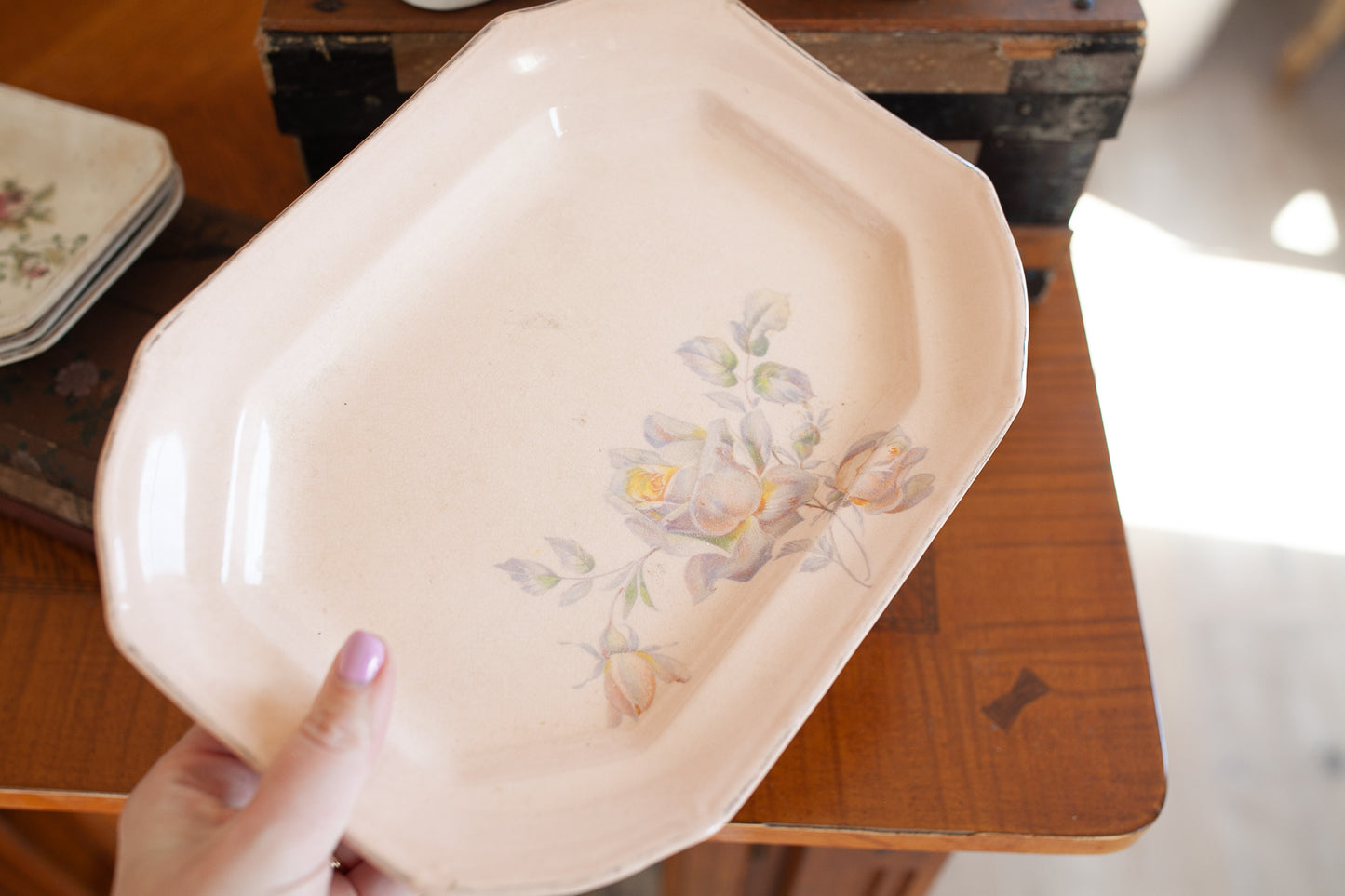Pink Platter - Serving Platter- Floral Serving Platter -Taylor, Smith & T  (TS&T CO)