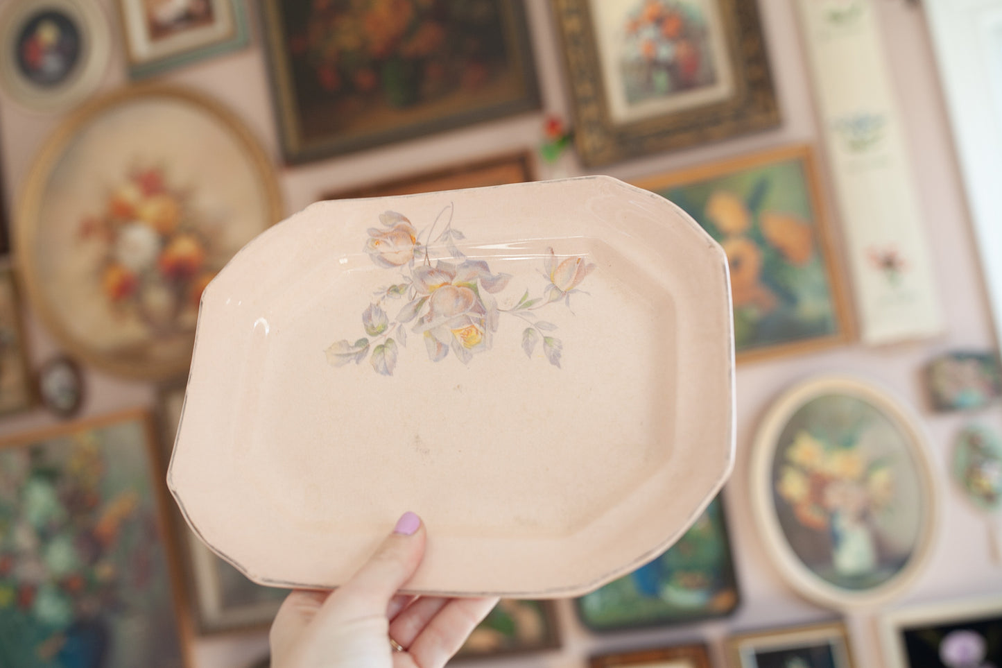 Pink Platter - Serving Platter- Floral Serving Platter -Taylor, Smith & T  (TS&T CO)