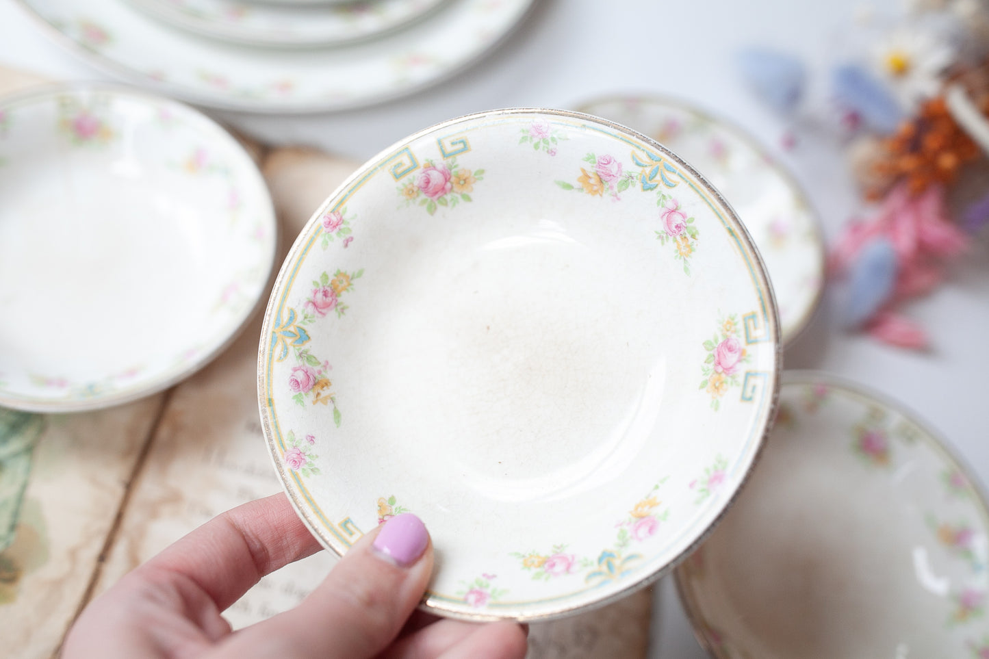 Vintage Bowls - Floral China- crown C.P. Co.