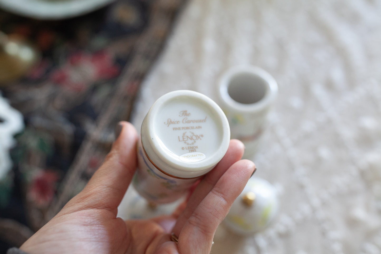 Lenox Carousel Spice Holder Tarragon Horse, 1993 Lenox Carousel Spice Jars, Vintage Spice Jars, Vintage Spice Holders, Spice Canisters, Celery Salt