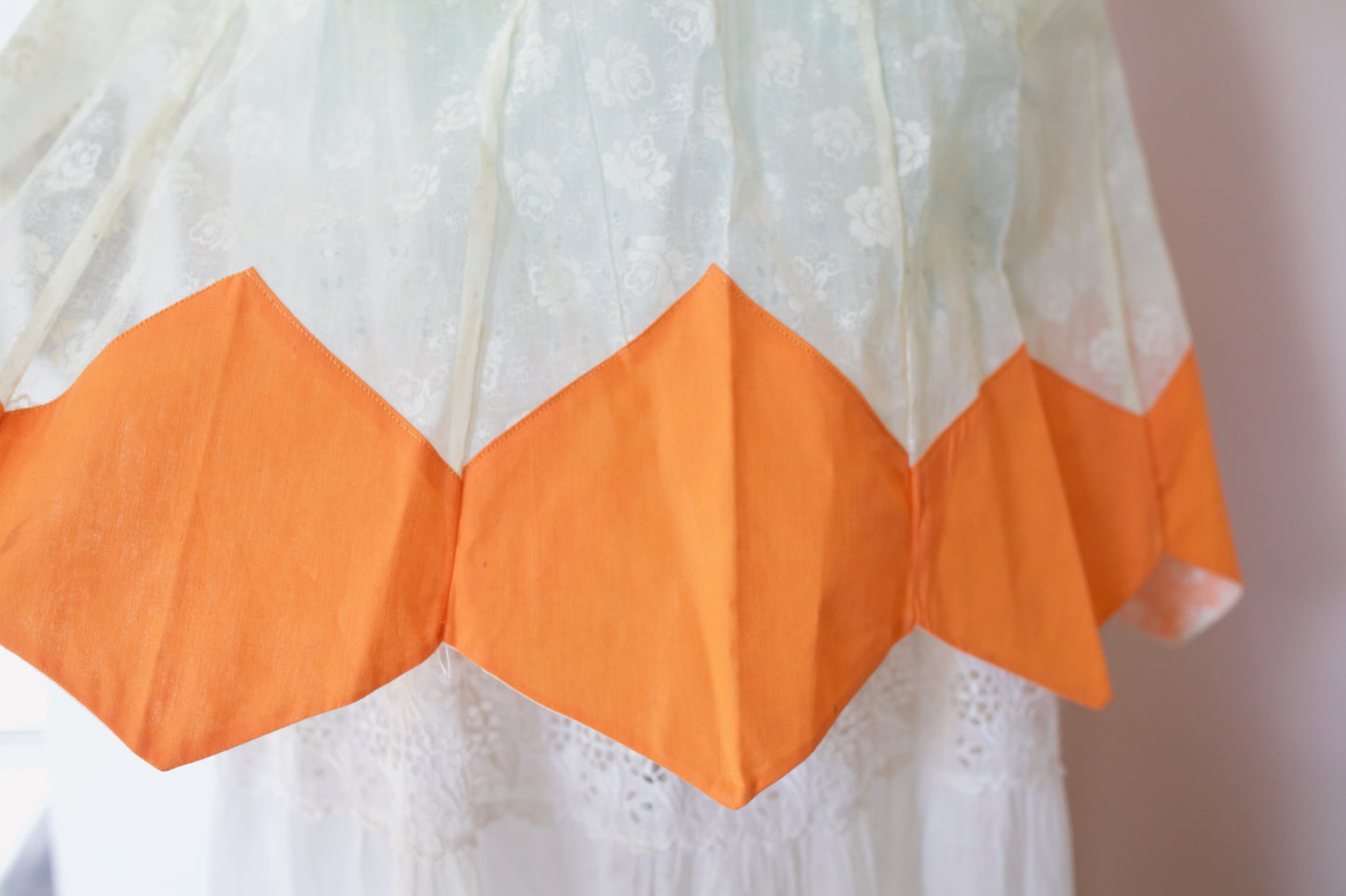 Vintage Half Apron- Vintage Apron- Orange/ Floral