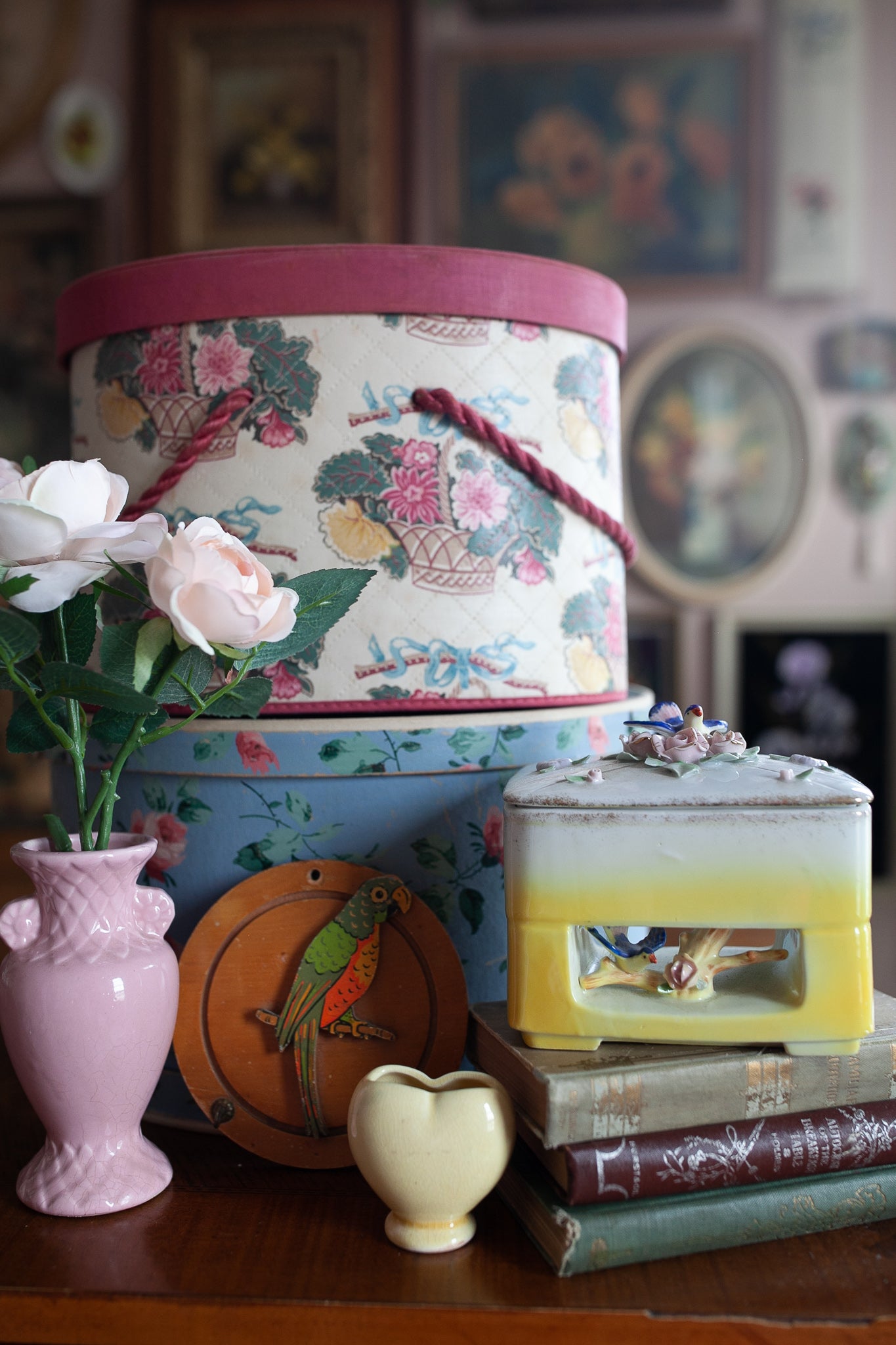 Vintage sewing Tote- Sewing Box -Floral Box