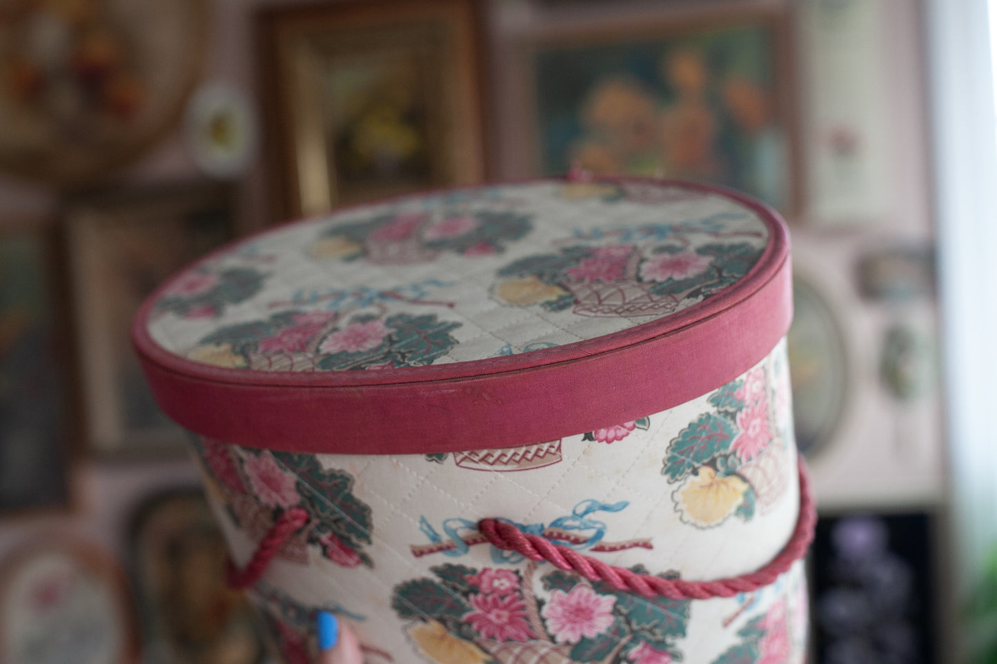 Vintage sewing Tote- Sewing Box -Floral Box
