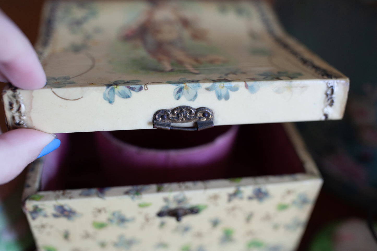 Antique Collar box -Celluloid Dresser Box