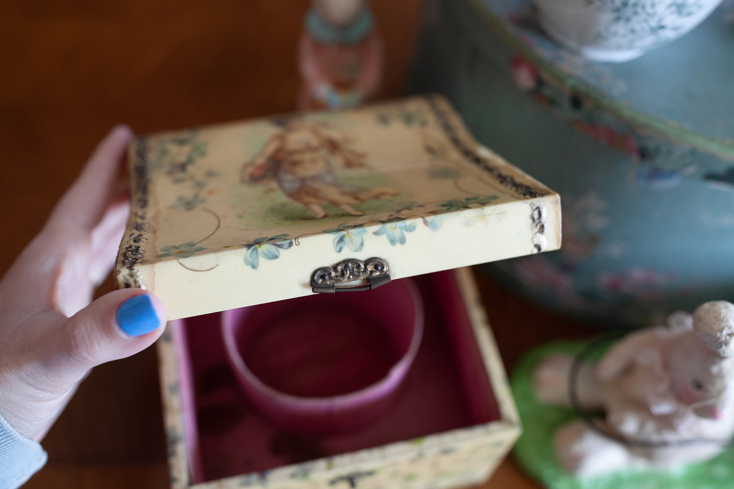 Antique Collar box -Celluloid Dresser Box