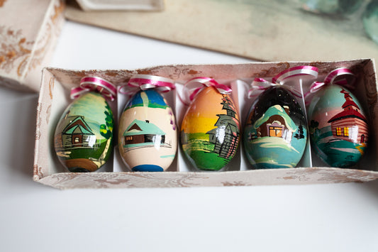 Vintage Hand Painted Eggs - Easter Egg Ornaments - Egg Ornaments