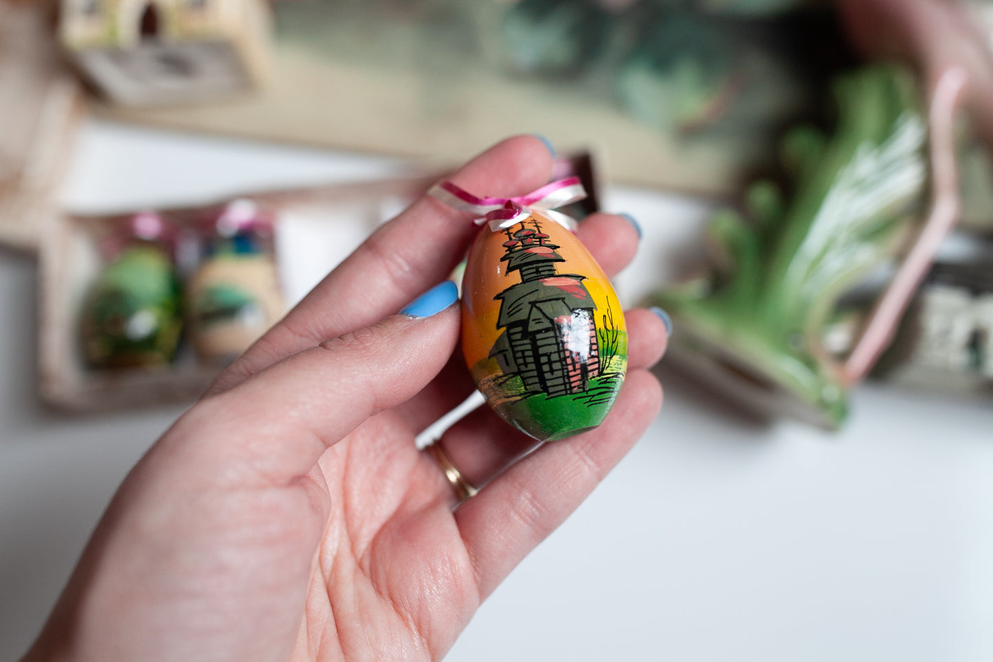 Vintage Hand Painted Eggs - Easter Egg Ornaments - Egg Ornaments