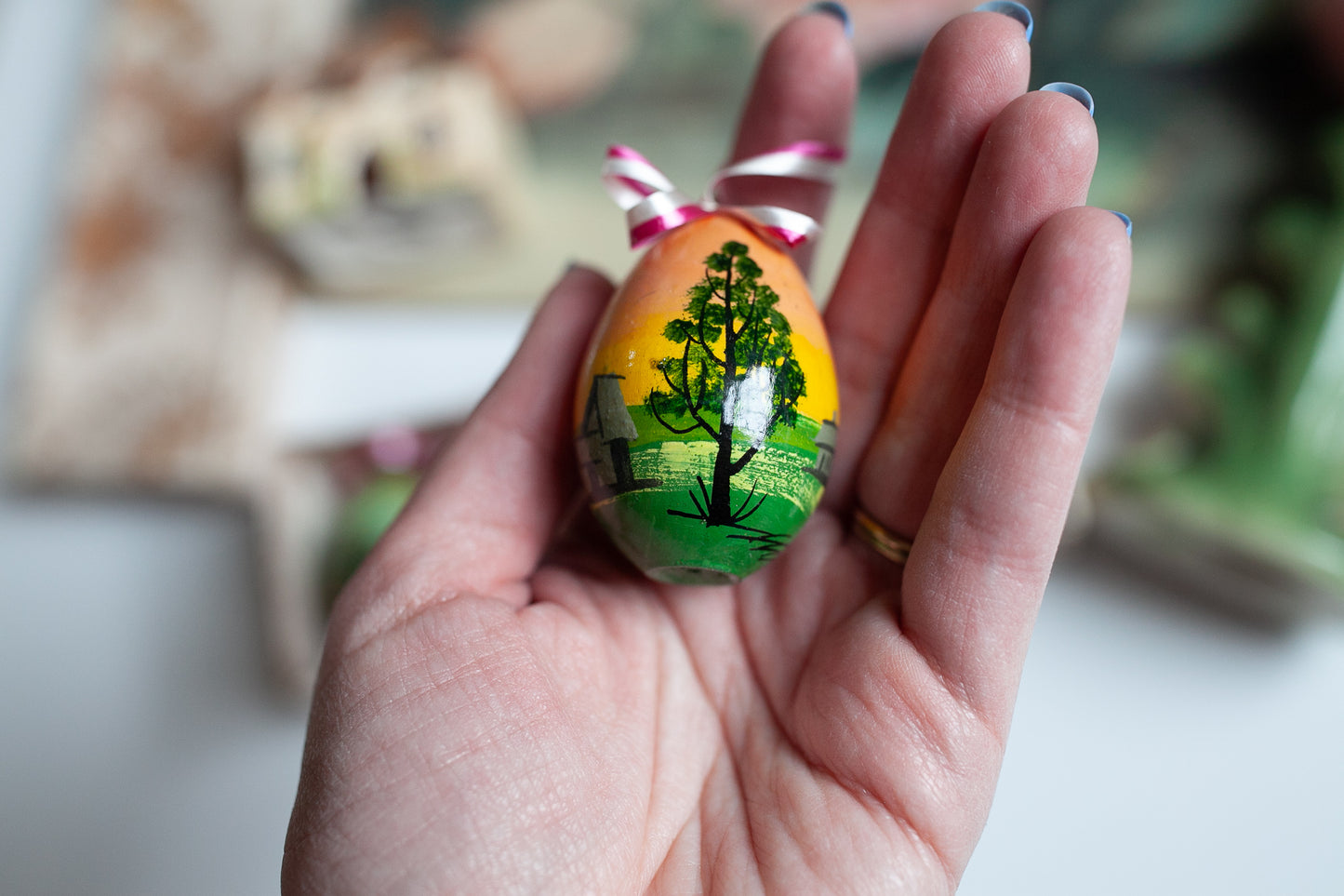 Vintage Hand Painted Eggs - Easter Egg Ornaments - Egg Ornaments