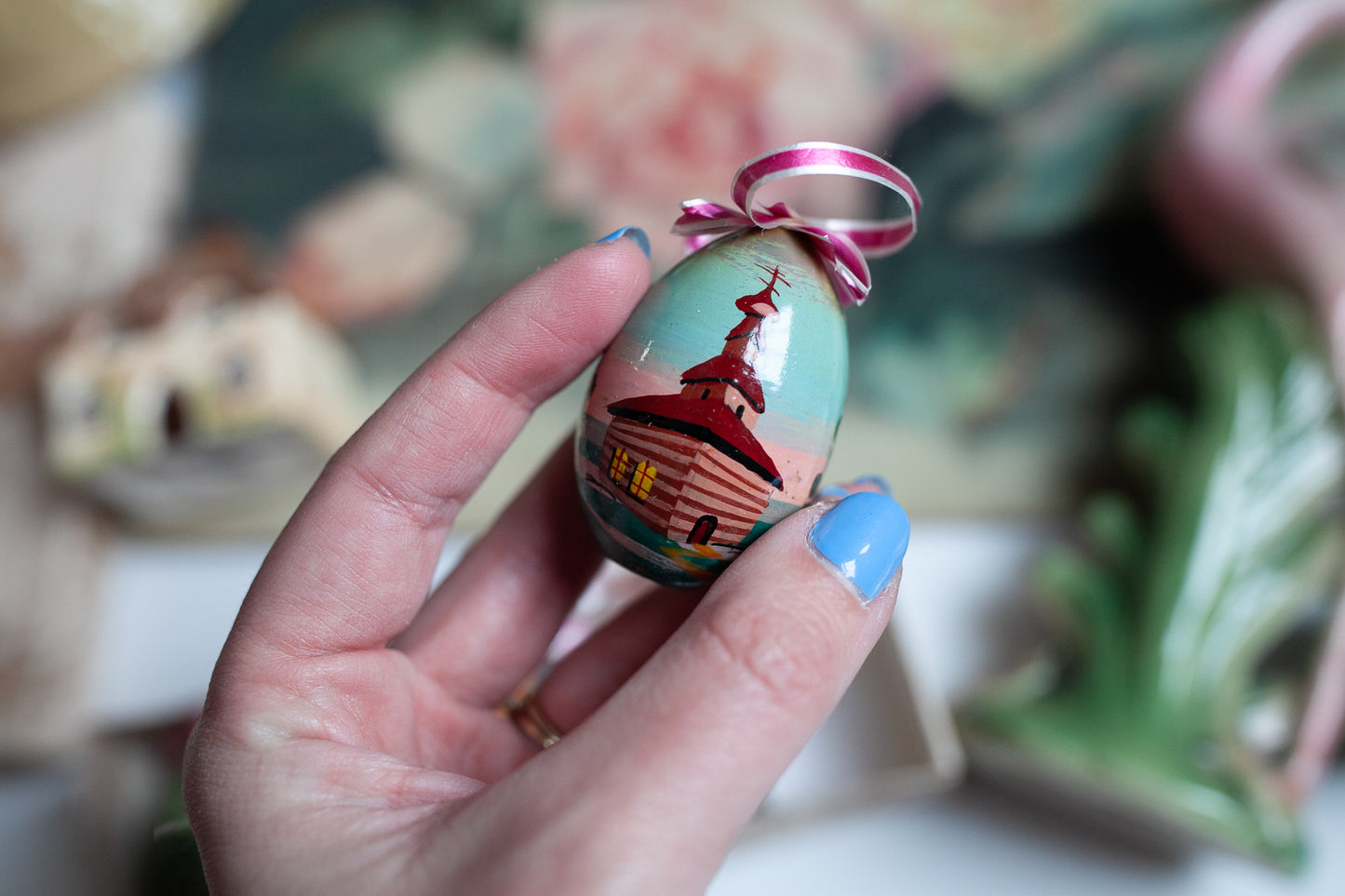 Vintage Hand Painted Eggs - Easter Egg Ornaments - Egg Ornaments