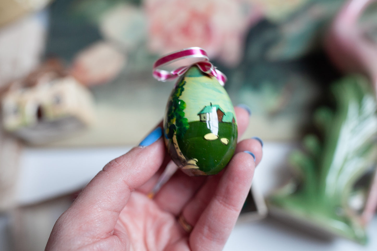 Vintage Hand Painted Eggs - Easter Egg Ornaments - Egg Ornaments