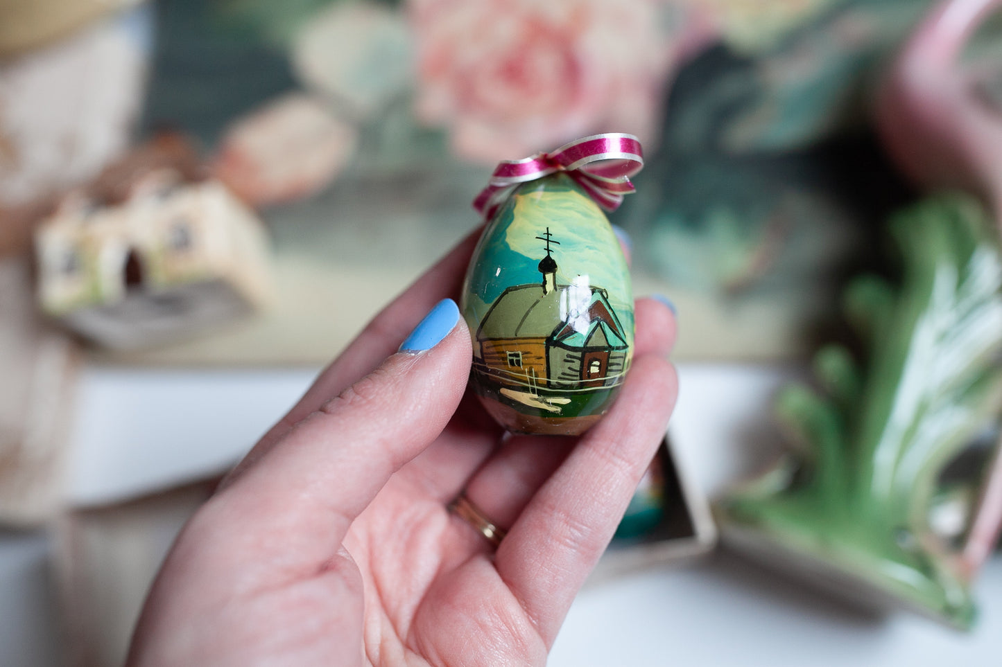 Vintage Hand Painted Eggs - Easter Egg Ornaments - Egg Ornaments