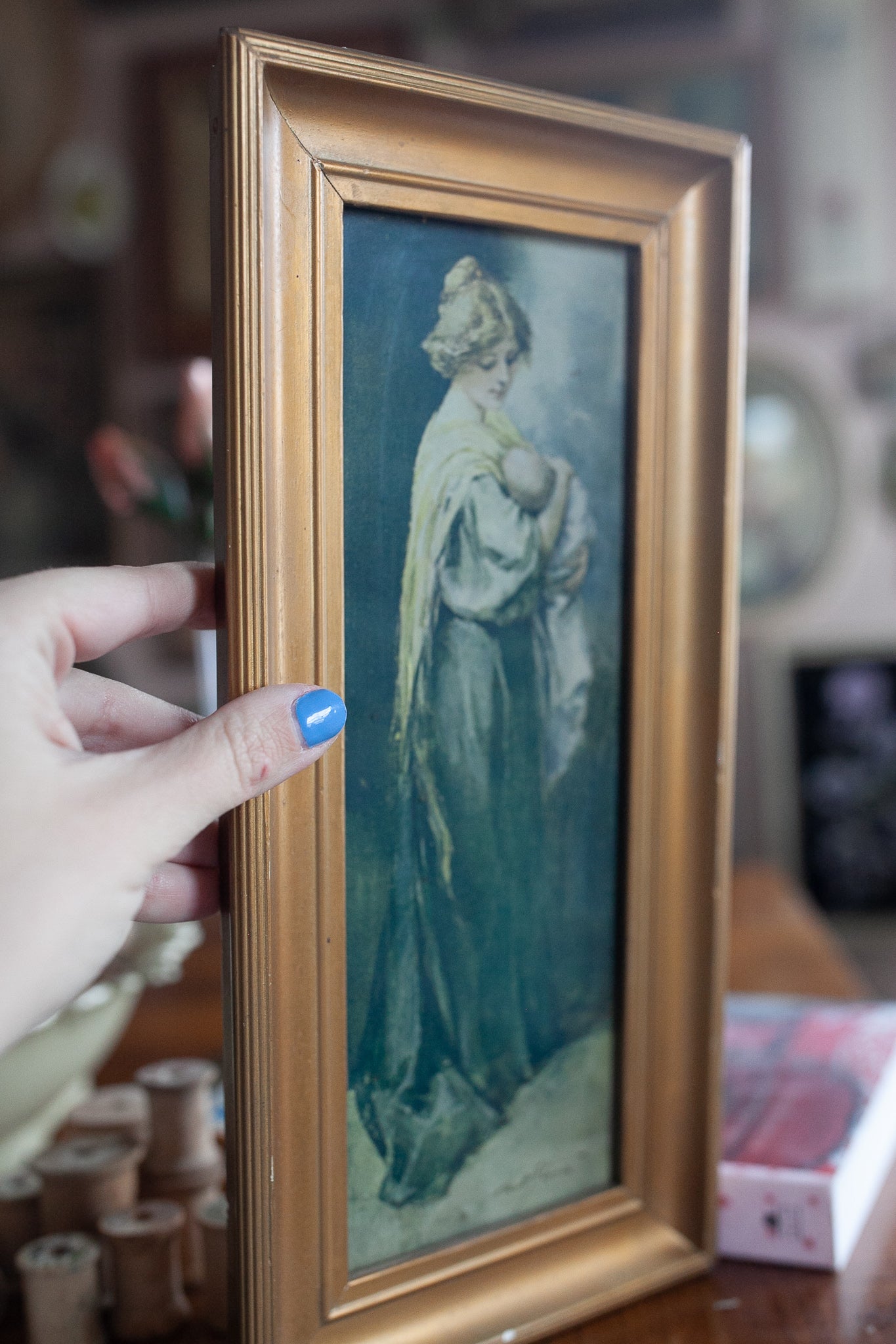 Mother and Child Artwork - Framed Art in Gold Frame