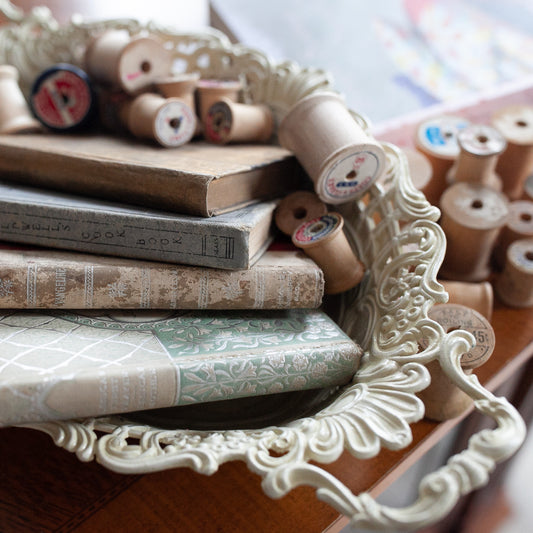 Vintage Bowl - Off White Reticulated Cast Iron Floral Bowl -Handled Bowl Made in Italy