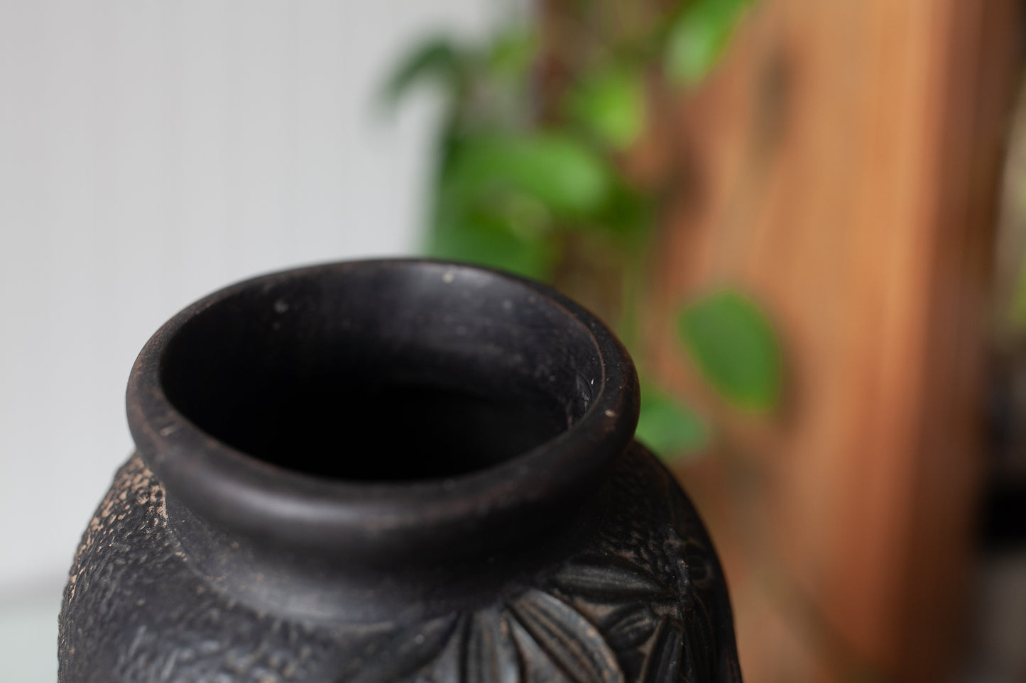Vintage Black Vase with Birds- Orange And black Vase-Vintage Birds-Tokanabe Ware