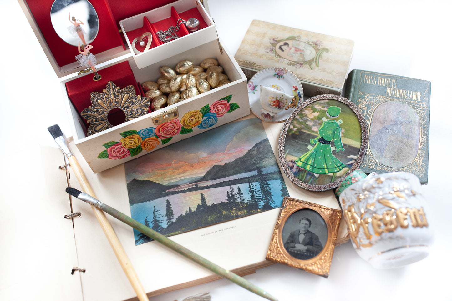 Framed Portrait -Small Tintype Framed-Antique Tin Type Photo Man