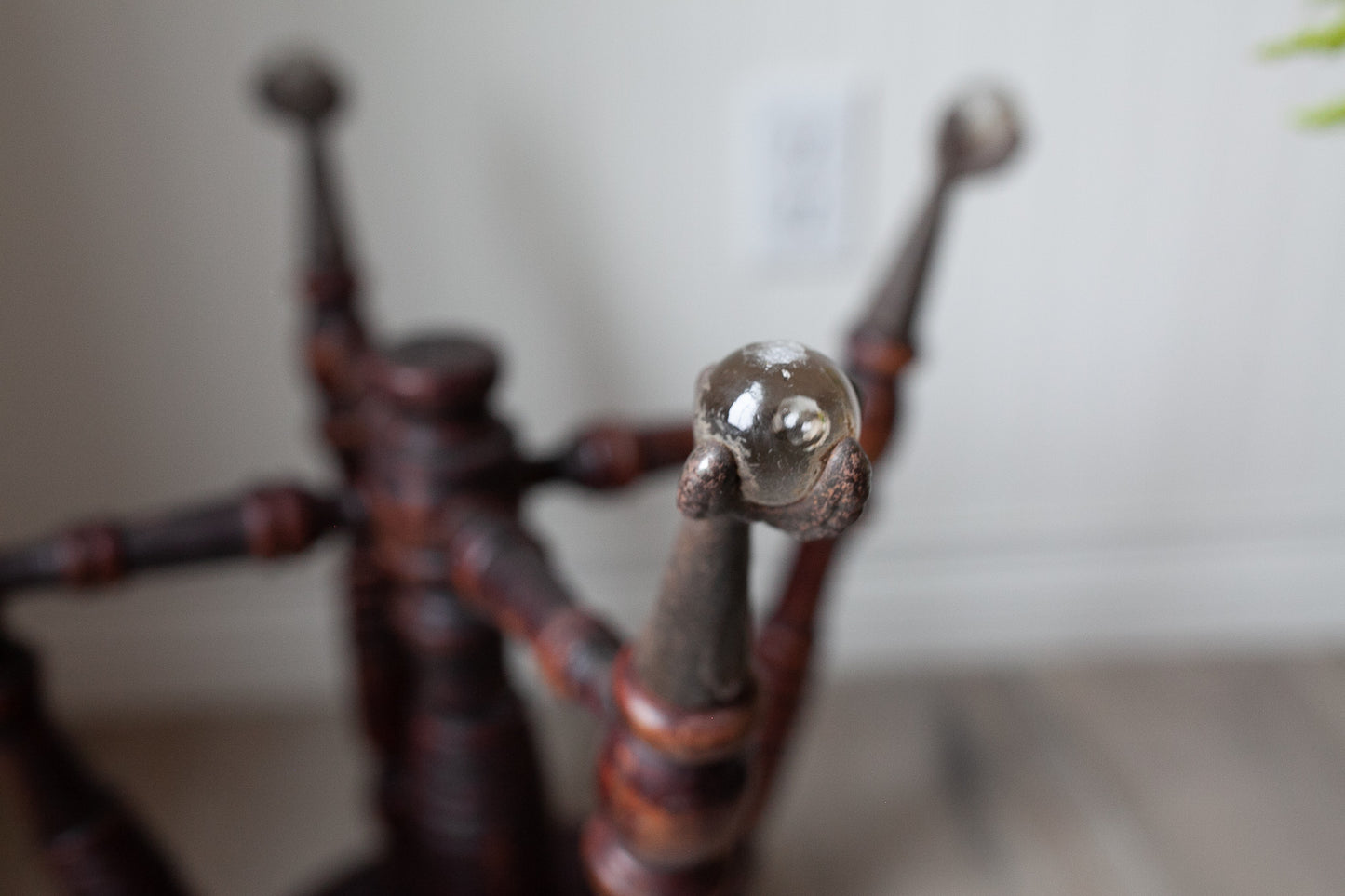 Organ Stool - Antique Glass Claw Footed Stool - Wood Piano Stool