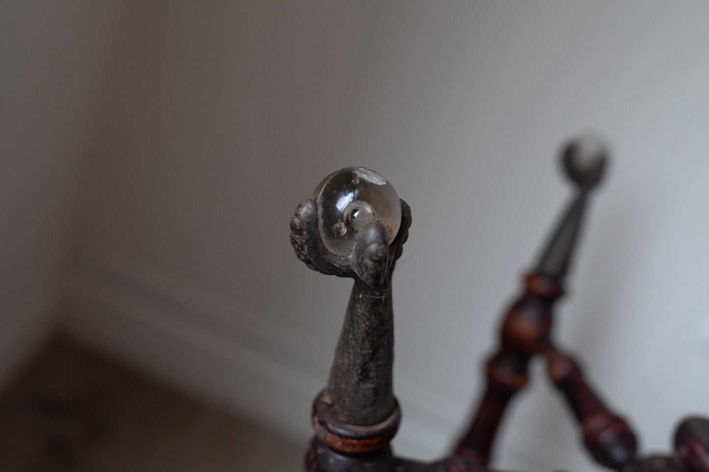 Organ Stool - Antique Glass Claw Footed Stool - Wood Piano Stool