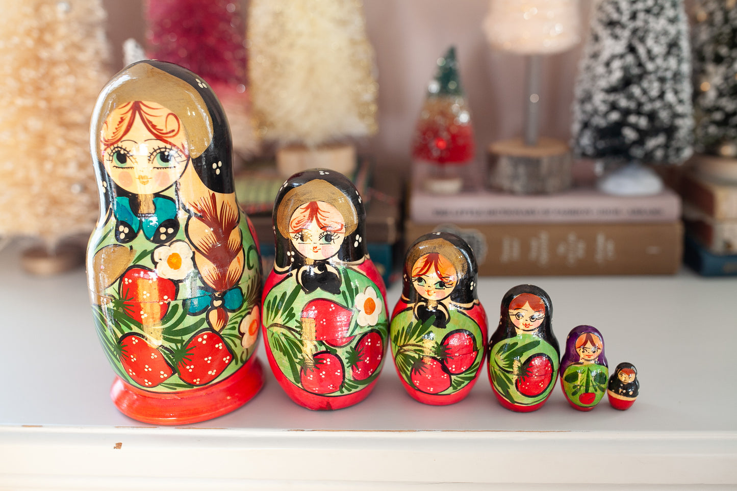 Nesting Dolls -Vintage Nesting Dolls- Wooden Painted Dolls