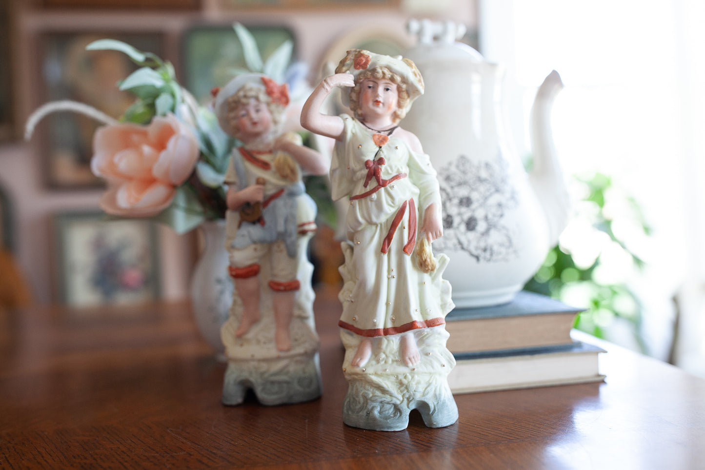 German Bisque Couple- Antique Bisque Statue