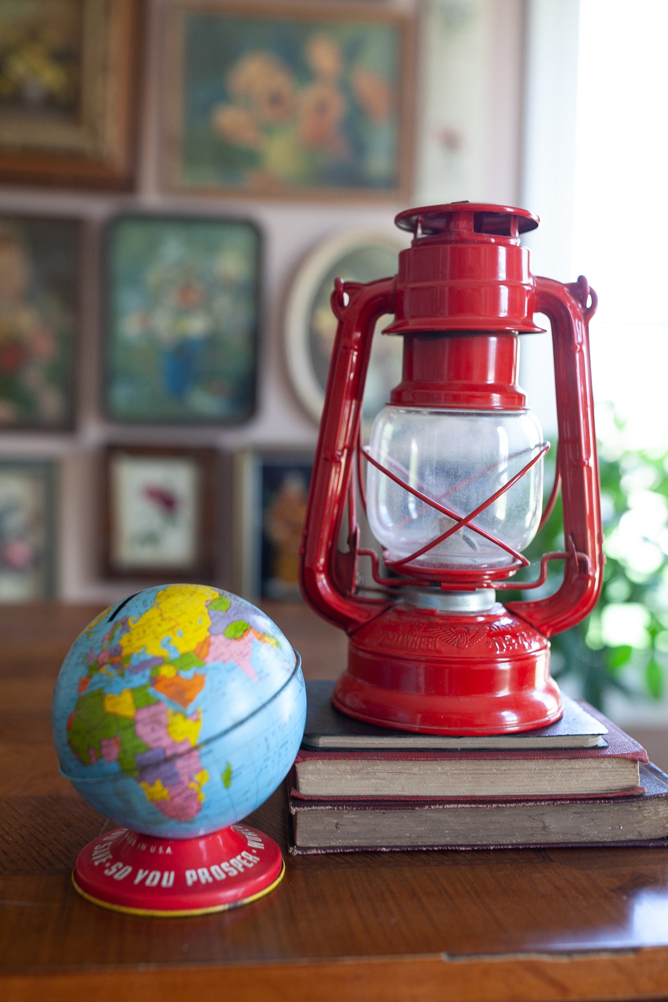 Lantern- Red Vintage Lantern -Winged Wheel No 400 Lantern, Made in