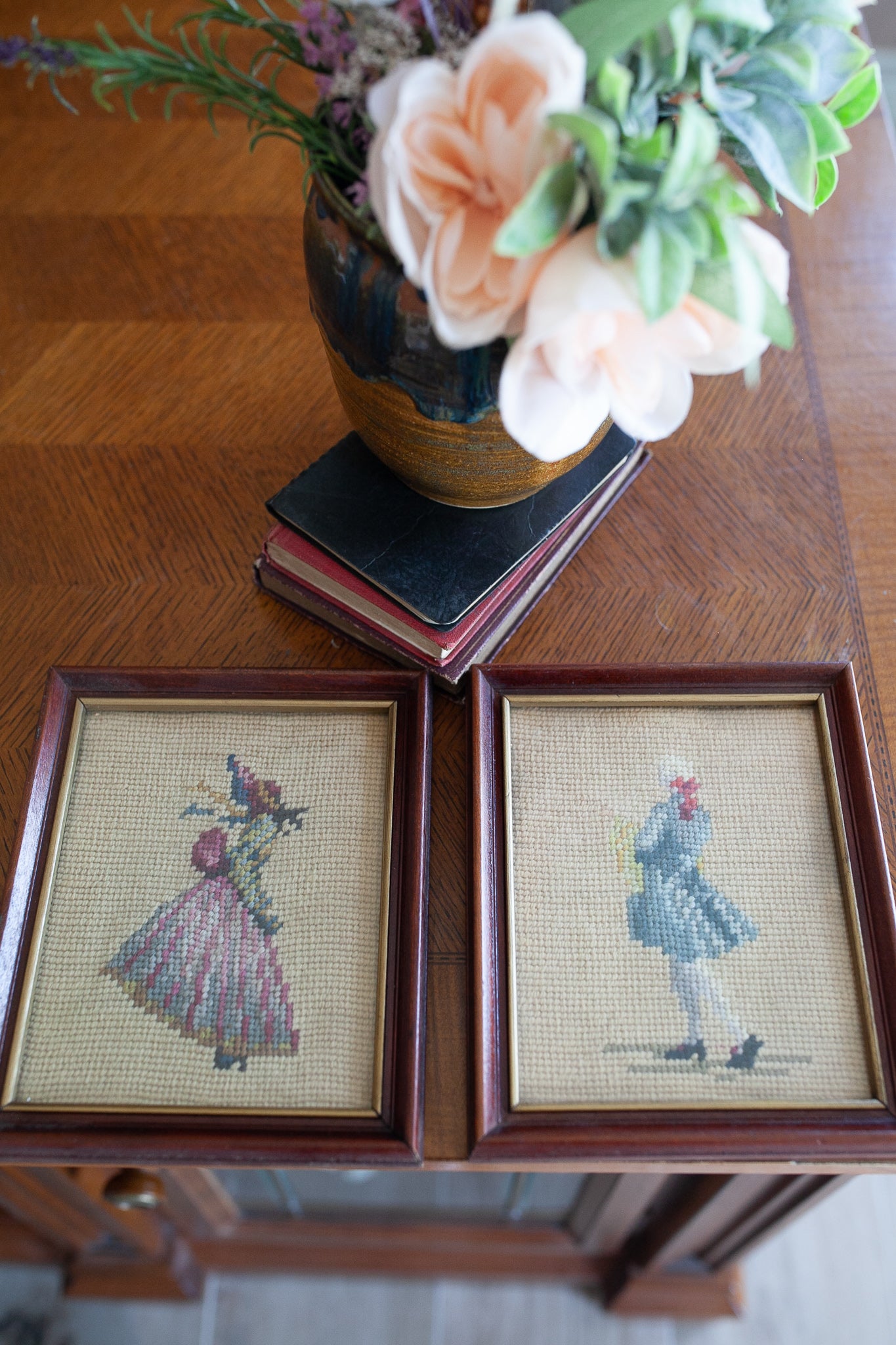 Vintage Needlepoint Artwork - Couple