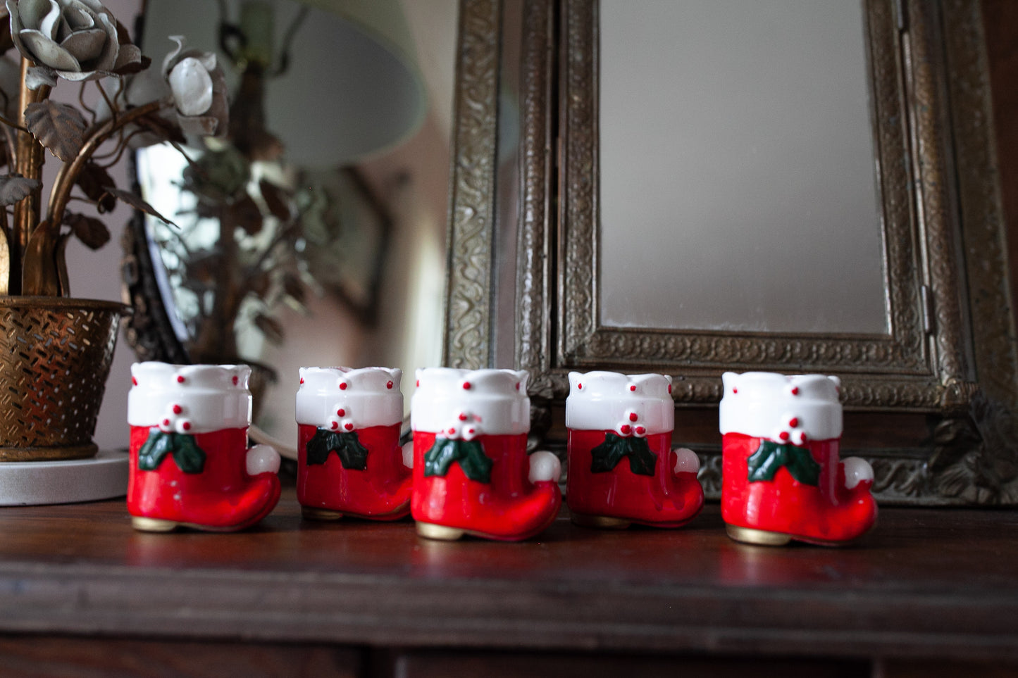 Vintage Santa Boot - Christmas Boots - Porcelain Boot-Christmas Decor