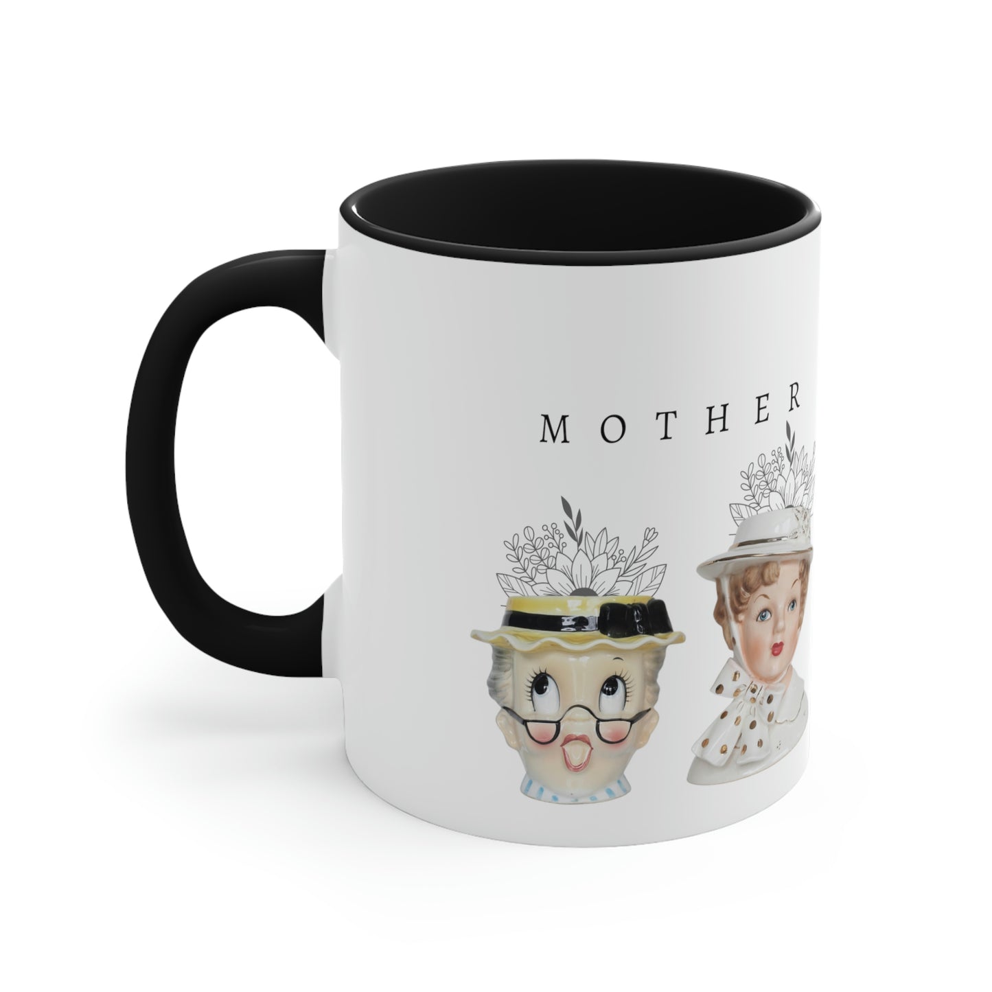 Head Vase - Lady Head Vase- Mother Coffee Cup-Accent Coffee Mug, 11oz