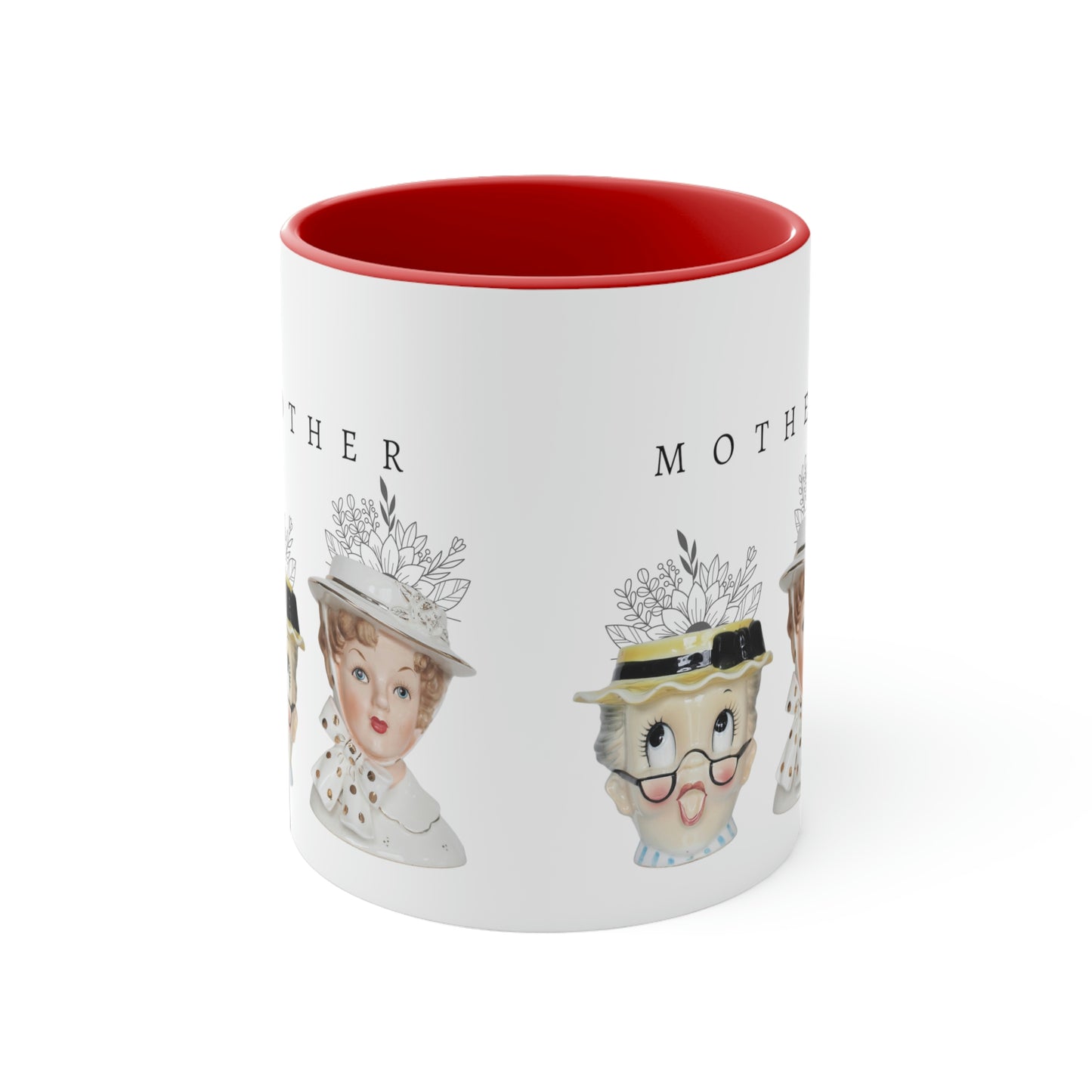 Head Vase - Lady Head Vase- Mother Coffee Cup-Accent Coffee Mug, 11oz