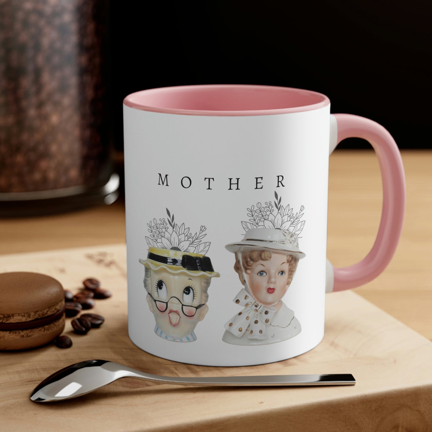 Head Vase - Lady Head Vase- Mother Coffee Cup-Accent Coffee Mug, 11oz