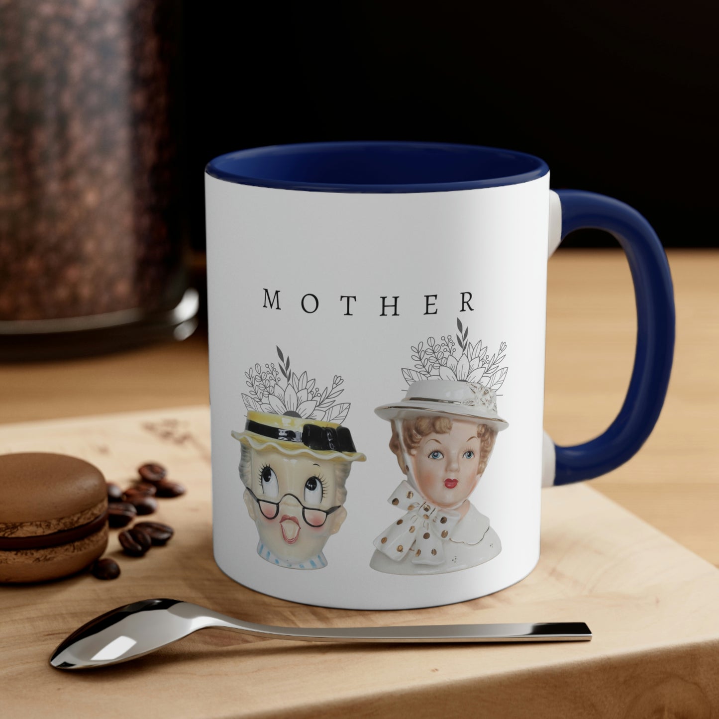 Head Vase - Lady Head Vase- Mother Coffee Cup-Accent Coffee Mug, 11oz