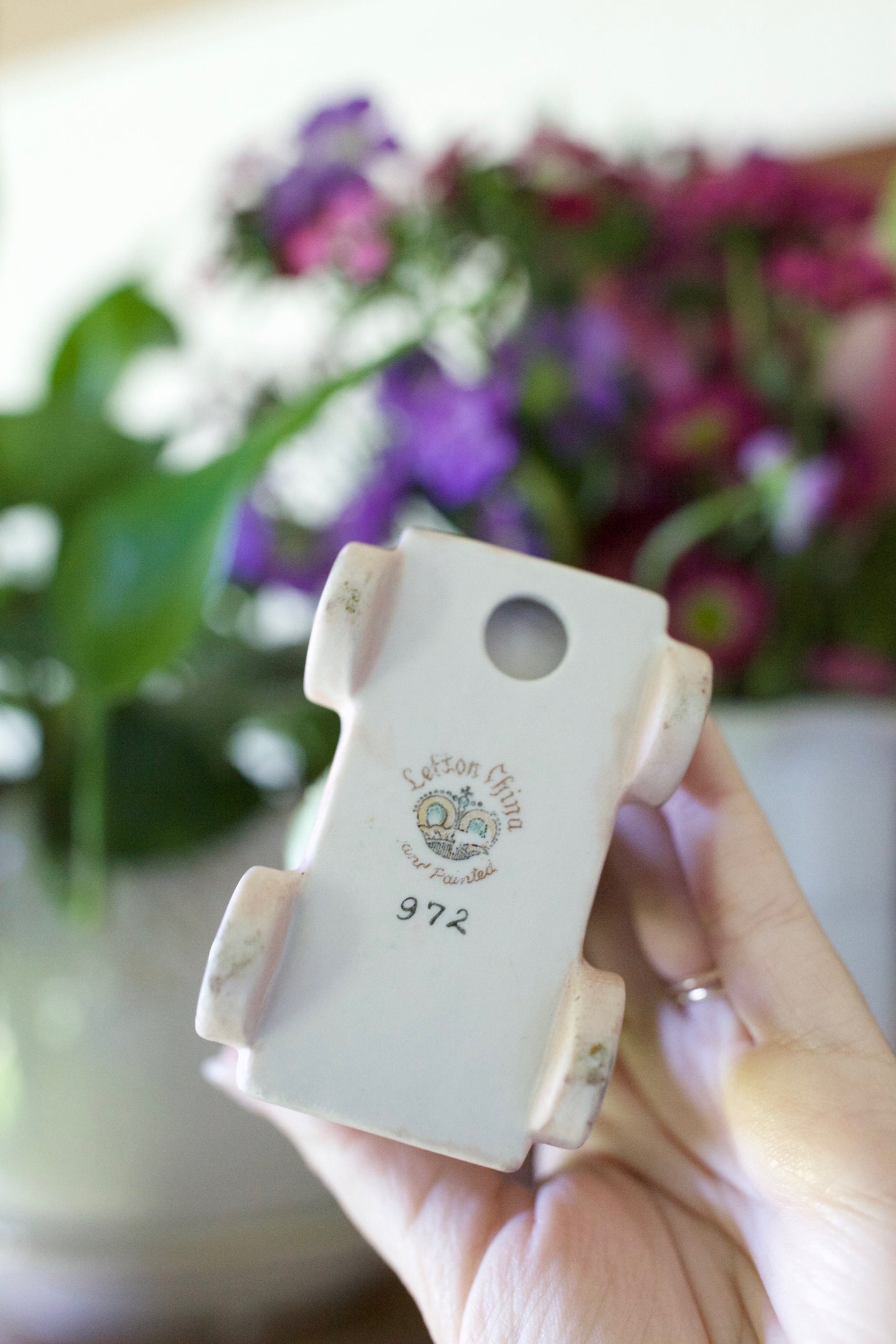 Vintage Lefton China Child with Hobby Horse Handpainted Antique Collectible Figurine #972- Child riding a toy horse