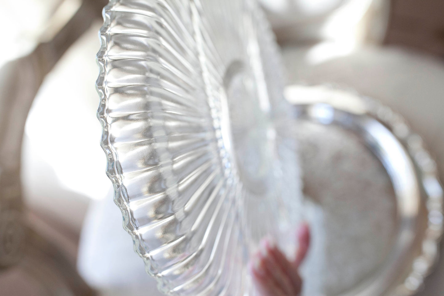 Vintage Silver Plate and Glass Serving Tray by Oneida with Glass Insert with Five Divides , 1970s Oneida