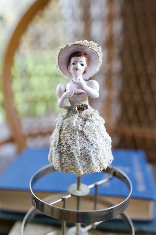 Vintage Cake Topper Lady- Porcelain Lace Lady