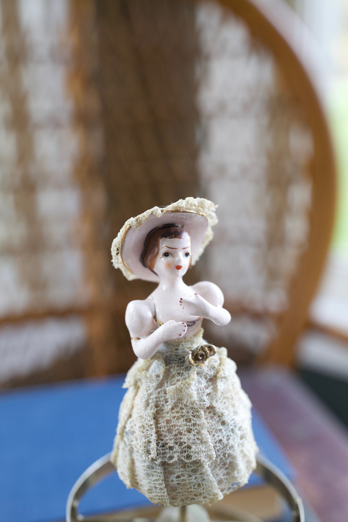 Vintage Cake Topper Lady- Porcelain Lace Lady