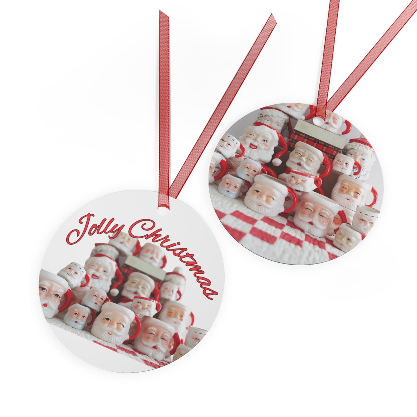 Santa Mug - Vintage Santa Mug - Santa Mugs - Christmas Santa- Santa Mug Ornament-Metal Ornaments
