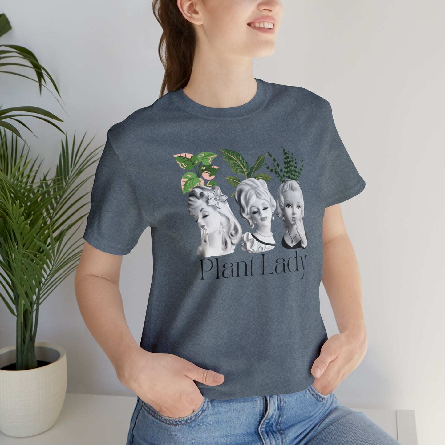 Plant Lady Head Vase Shirt - Unisex Jersey Short Sleeve Tee