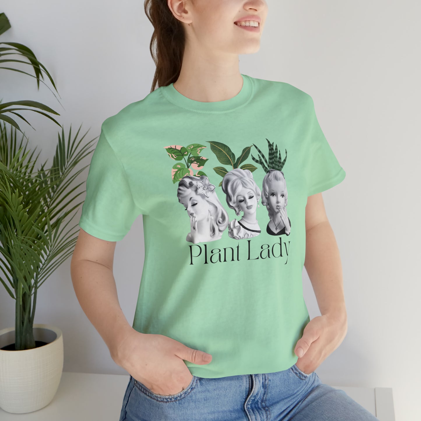 Plant Lady Head Vase Shirt - Unisex Jersey Short Sleeve Tee