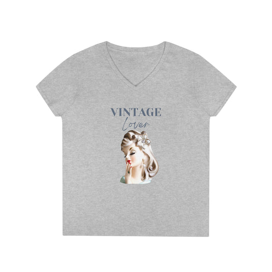 Lady Head Vase Shirt - Head Vase Shirt- Vintage Lover- Vintage Love- Head Vase Shirt-Ladies' V-Neck T-Shirt