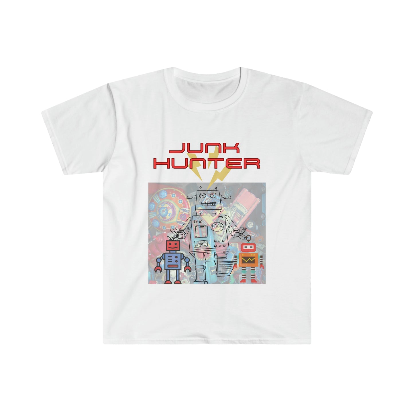 Junk Hunter - Adult Size Tee - Robot Shirt- Unisex Softstyle T-Shirt
