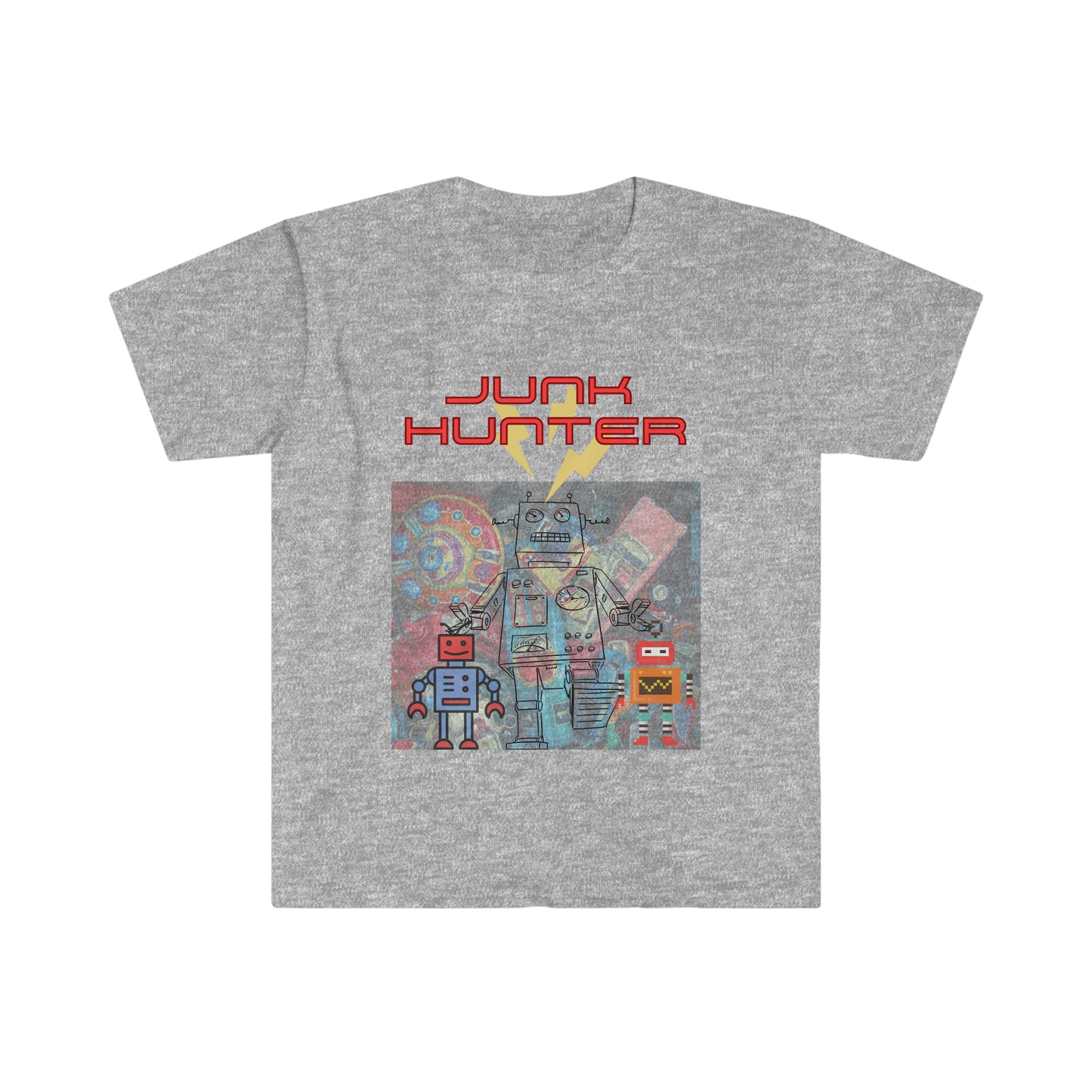 Junk Hunter - Adult Size Tee - Robot Shirt- Unisex Softstyle T-Shirt
