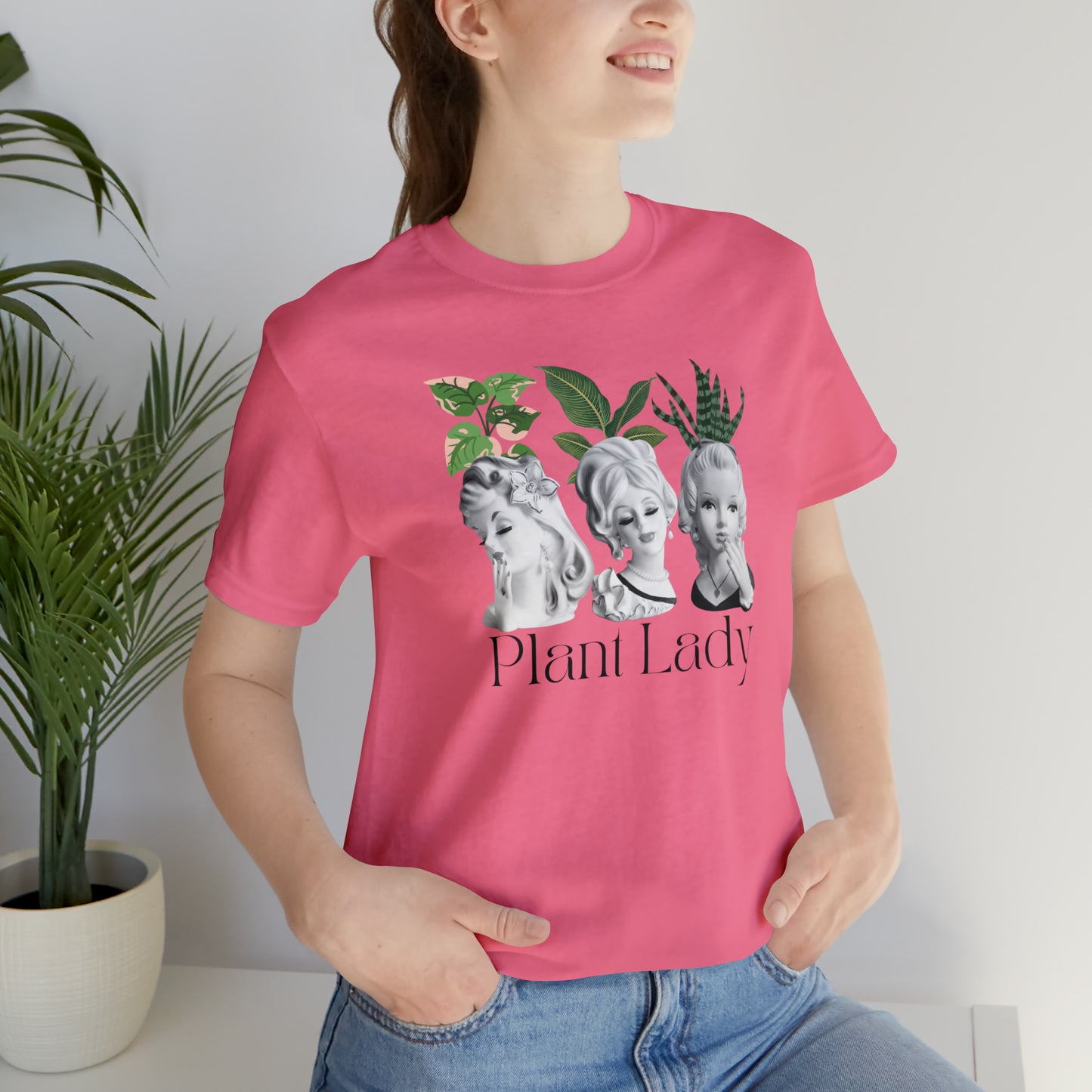 Plant Lady Head Vase Shirt - Unisex Jersey Short Sleeve Tee