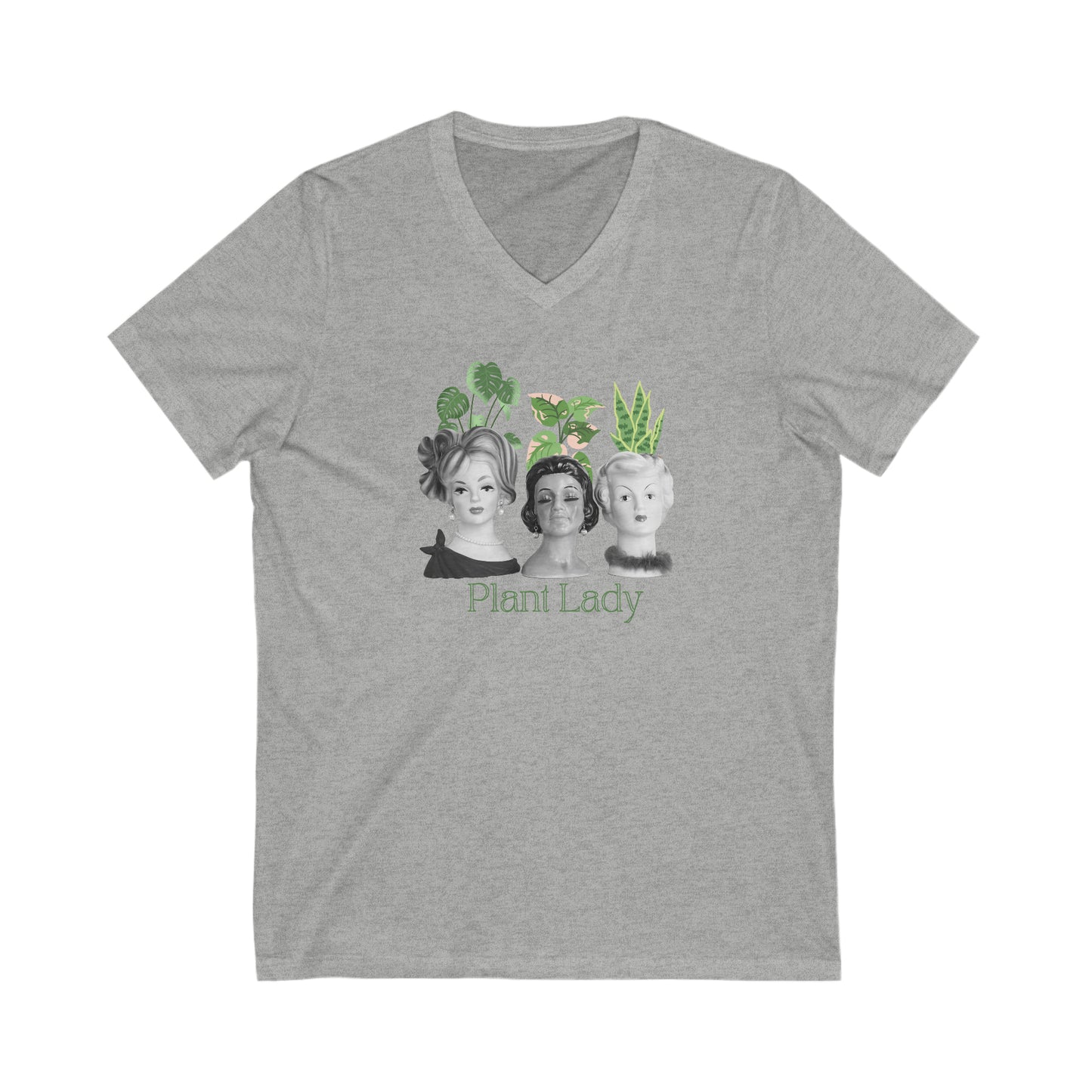 Plant Lady Shirt - Vintage Lady Head Vase Shirt - Plant Lady - Retro Shirt - Unisex Jersey Short Sleeve V-Neck Tee